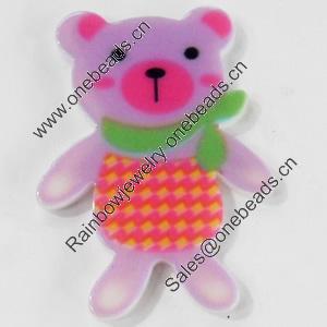 Acrylic Cabochons, No-Hole Jewelry findings, Bear, 28x38mm, Sold by PC  