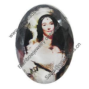 Resin Cabochons, No-Hole Jewelry findings, Faceted Flat Oval, 30x45mm, Sold by PC