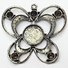 Zinc Alloy Pendant Settings, Outside diameter:45x44mm Interior diameter:13mm, Sold by PC