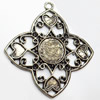 Zinc Alloy Pendant Settings, Outside diameter:45x50mm Interior diameter:13mm, Sold by PC