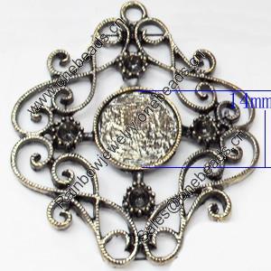 Zinc Alloy Pendant Settings, Outside diameter:43x48mm Interior diameter:14mm, Sold by PC