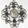 Zinc Alloy Pendant Settings, Outside diameter:43x48mm Interior diameter:14mm, Sold by PC