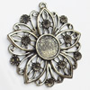 Zinc Alloy Pendant Settings, Outside diameter:43x46mm Interior diameter:12mm, Sold by PC