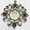 Zinc Alloy Pendant Settings, Outside diameter:43x46mm Interior diameter:15mm, Sold by PC