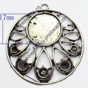 Zinc Alloy Pendant Settings, Outside diameter:44x45mm Interior diameter:17mm, Sold by PC