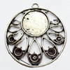 Zinc Alloy Pendant Settings, Outside diameter:44x45mm Interior diameter:17mm, Sold by PC