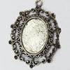 Zinc Alloy Pendant Settings, Outside diameter:48x36mm Interior diameter:18x25mm, Sold by PC