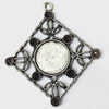 Zinc Alloy Pendant Settings, Outside diameter:50x55mm Interior diameter:17mm, Sold by PC