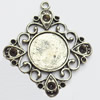 Zinc Alloy Pendant Settings, Outside diameter:47x52mm Interior diameter:20mm, Sold by PC