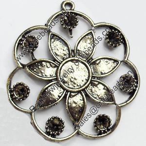 Zinc Alloy Pendant Settings, Outside diameter:42x47mm Interior diameter:10mm, Sold by PC