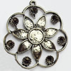 Zinc Alloy Pendant Settings, Outside diameter:42x47mm Interior diameter:10mm, Sold by PC