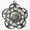 Zinc Alloy Pendant Settings, Flower, Outside diameter:43x47mm Interior diameter:15mm, Sold by PC