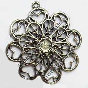 Pendant, Zinc Alloy Jewelry Findings, Flower, 43x47mm, Sold by PC