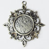 Zinc Alloy Pendant Settings, Outside diameter:43x48mm Interior diameter:18mm, Sold by PC