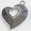 Zinc Alloy Charm/Pendant with Crystal, Heart 28x33mm, Sold by PC