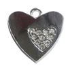 Zinc Alloy Charm/Pendant with Crystal, Heart 32x32mm, Sold by PC