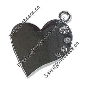 Zinc Alloy Charm/Pendant with Crystal, Heart 28x36mm, Sold by PC