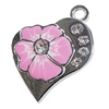 Zinc Alloy Charm/Pendant with Crystal, Heart 28x35mm, Sold by PC