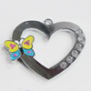 Zinc Alloy Charm/Pendant with Crystal, Heart 40x35mm, Sold by PC