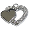 Zinc Alloy Charm/Pendant with Crystal, Heart 32x32mm, Sold by PC