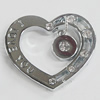 Zinc Alloy Charm/Pendant with Crystal, Heart 37x30mm, Sold by PC