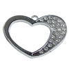 Zinc Alloy Charm/Pendant with Crystal, Heart 45x33mm, Sold by PC