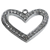 Zinc Alloy Charm/Pendant with Crystal, Heart 45x34mm, Sold by PC