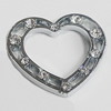 Zinc Alloy Charm/Pendant with Crystal, Heart 36x33mm, Sold by PC