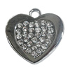 Zinc Alloy Charm/Pendant with Crystal, Heart 31x31mm, Sold by PC