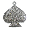 Zinc Alloy Charm/Pendant with Crystal, 35x43mm, Sold by PC