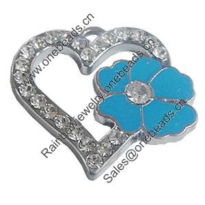 Zinc Alloy Charm/Pendant with Crystal, Heart 38x35mm, Sold by PC