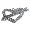 Zinc Alloy Charm/Pendant with Crystal, Heart 60x33mm, Sold by PC