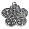 Zinc Alloy Charm/Pendant with Crystal, Flower 37x40mm, Sold by PC