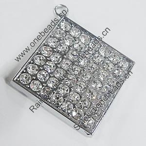 Zinc Alloy Charm/Pendant with Crystal, Diamond 47x53mm, Sold by PC