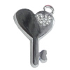 Zinc Alloy Charm/Pendant with Crystal, Key 23x40mm, Sold by PC