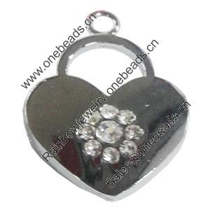 Zinc Alloy Charm/Pendant with Crystal, 28x37mm, Sold by PC