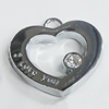 Zinc Alloy Charm/Pendant with Crystal, Heart 32x30mm, Sold by PC