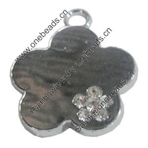 Zinc Alloy Charm/Pendant with Crystal, Flower 31x37mm, Sold by PC
