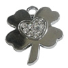 Zinc Alloy Charm/Pendant with Crystal, Flower 26x30mm, Sold by PC