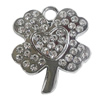 Zinc Alloy Charm/Pendant with Crystal, Flower 25x32mm, Sold by PC