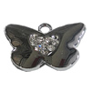 Zinc Alloy Charm/Pendant with Crystal, Butterfly 32x20mm, Sold by PC