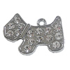Zinc Alloy Charm/Pendant with Crystal, Dog 33x24mm, Sold by PC