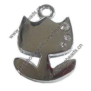 Zinc Alloy Charm/Pendant with Crystal, 24x34mm, Sold by PC