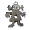 Zinc Alloy Charm/Pendant with Crystal, 28x37mm, Sold by PC