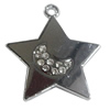 Zinc Alloy Charm/Pendant with Crystal, Star 38x43mm, Sold by PC
