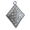 Zinc Alloy Charm/Pendant with Crystal, Diamond 31x45mm, Sold by PC