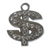 Zinc Alloy Charm/Pendant with Crystal, 28x34mm, Sold by PC