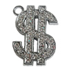Zinc Alloy Charm/Pendant with Crystal, 26x38mm, Sold by PC