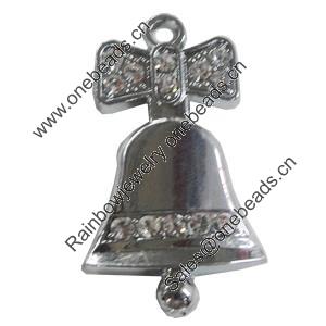 Zinc Alloy Charm/Pendant with Crystal, 22x45mm, Sold by PC