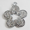 Zinc Alloy Charm/Pendant with Crystal, Flower 31x36mm, Sold by PC